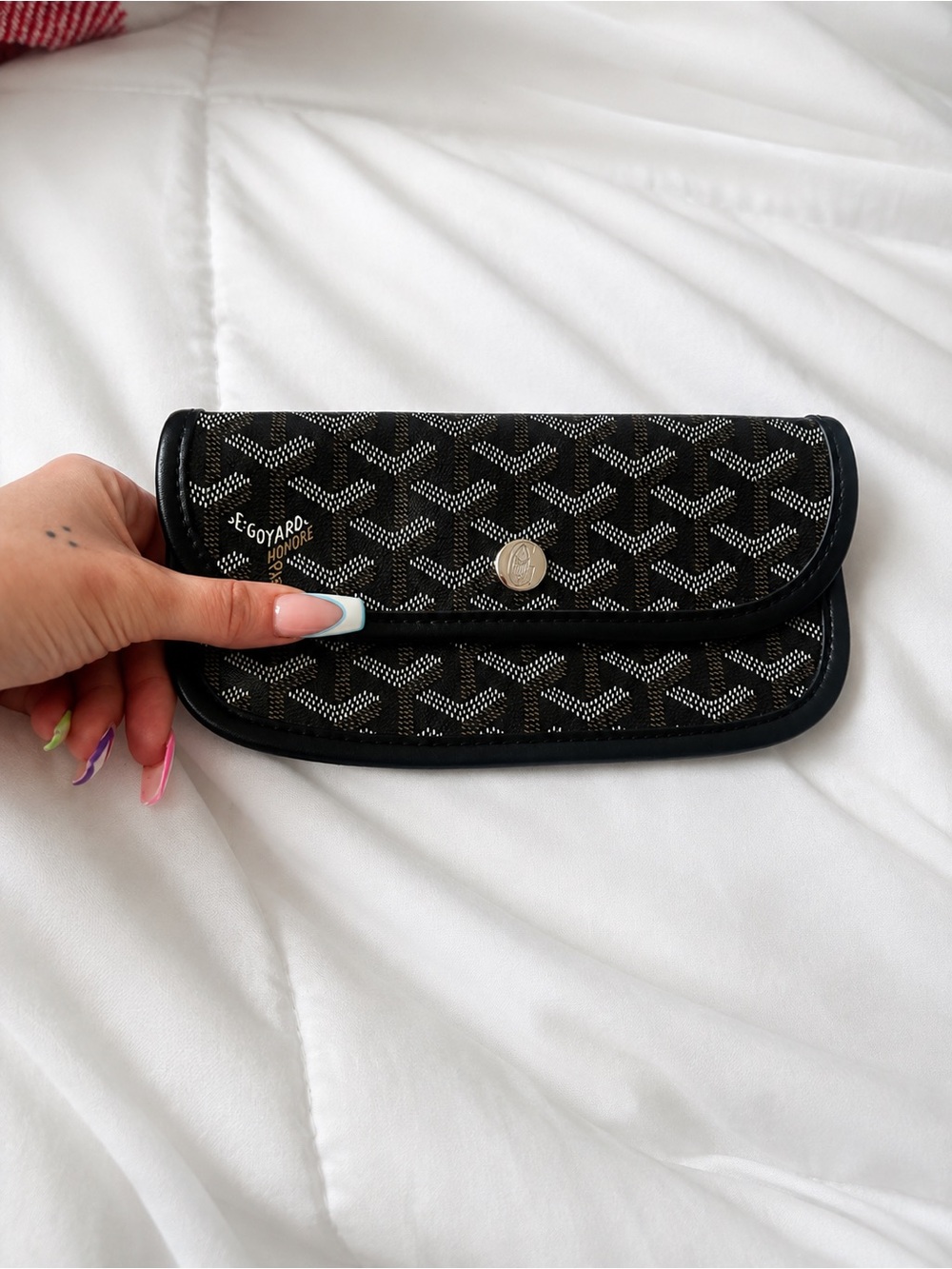 Goyard Black Goyardine Snap Clutch